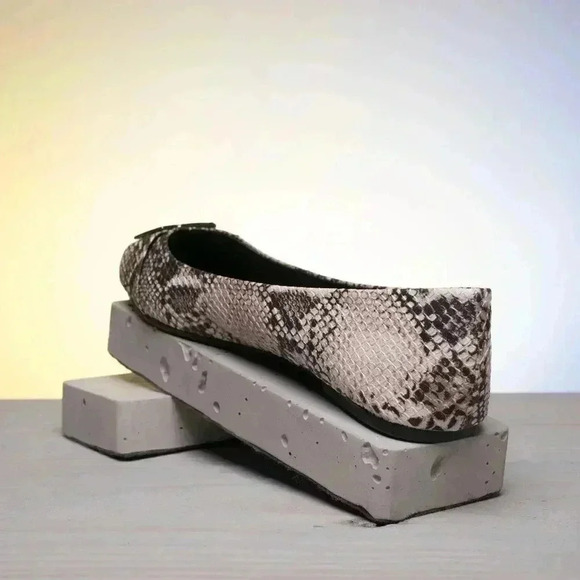 Beige Brown Snake Print Flats - Picture 2 of 5